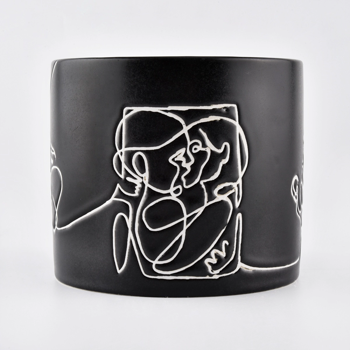 black cylinder ceramic candle jars for home fragrance