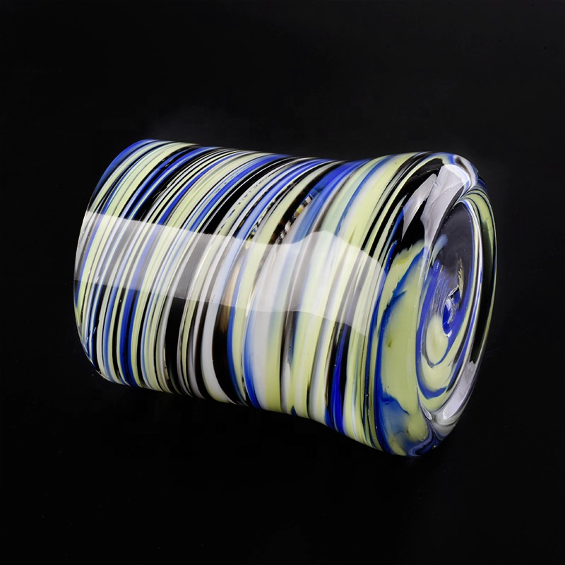 tricolored glass jars unique curved bottom glass candle jar hand made