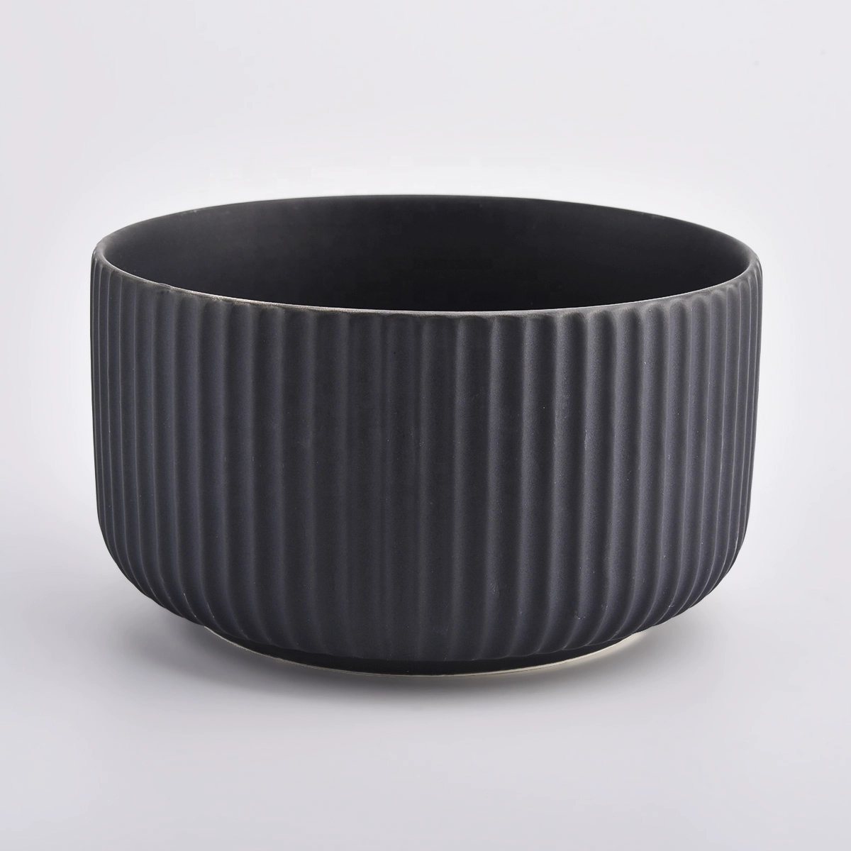 11oz matte black ceramic candle containers with stripe designs