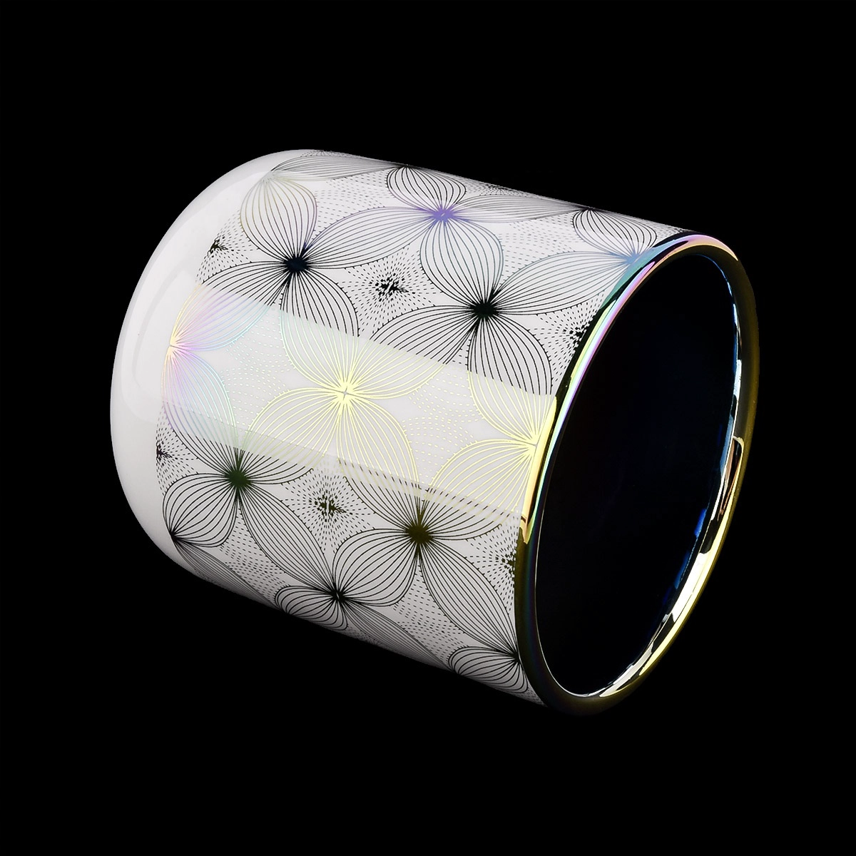 holographic ceramic candle jars for home decoration