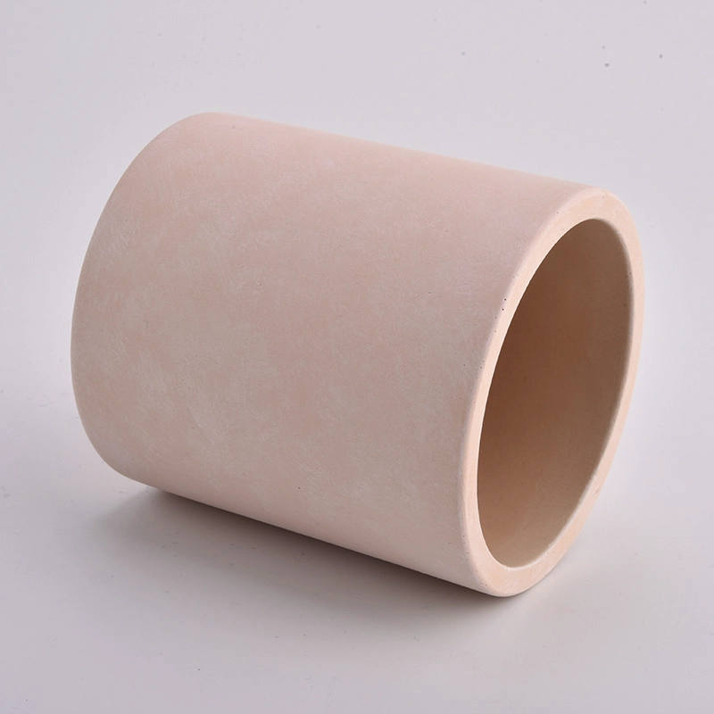warm matte orange cylinder cement candle jars