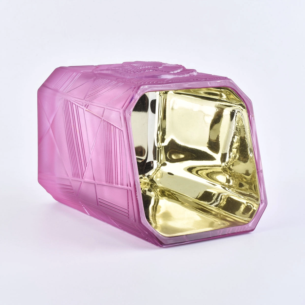 Sunny design custom pink luxury square Glass candle holder