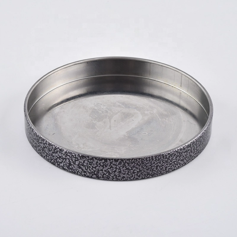 Wholesales Custom round grey metal lid cover for candle holder jars