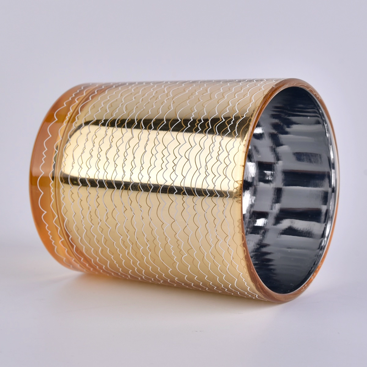 8oz 10oz luxury cylinder decorative electroplated glass candle holders