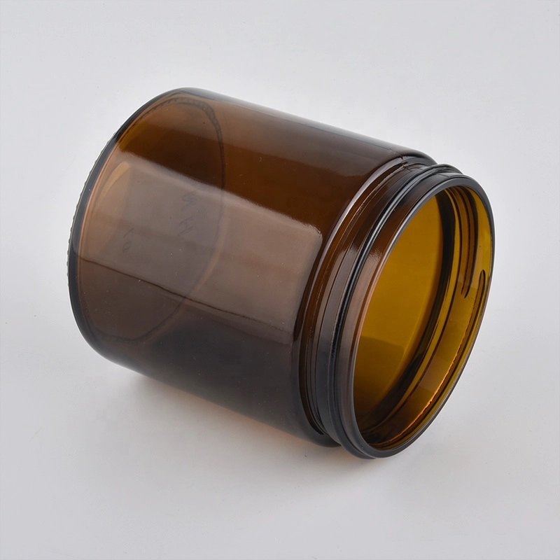 Hot selling brown custom finish candle glass container with white cover
