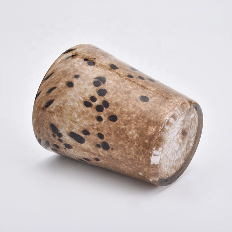 9oz Leopard Print Glass Votive Candle Holders Soy Wax Jar Home Decor Wholesales