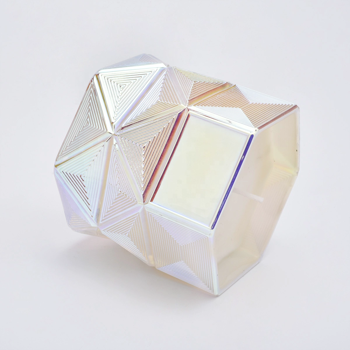 Supplier luxury Hexagon color tealight Glass candle holders
