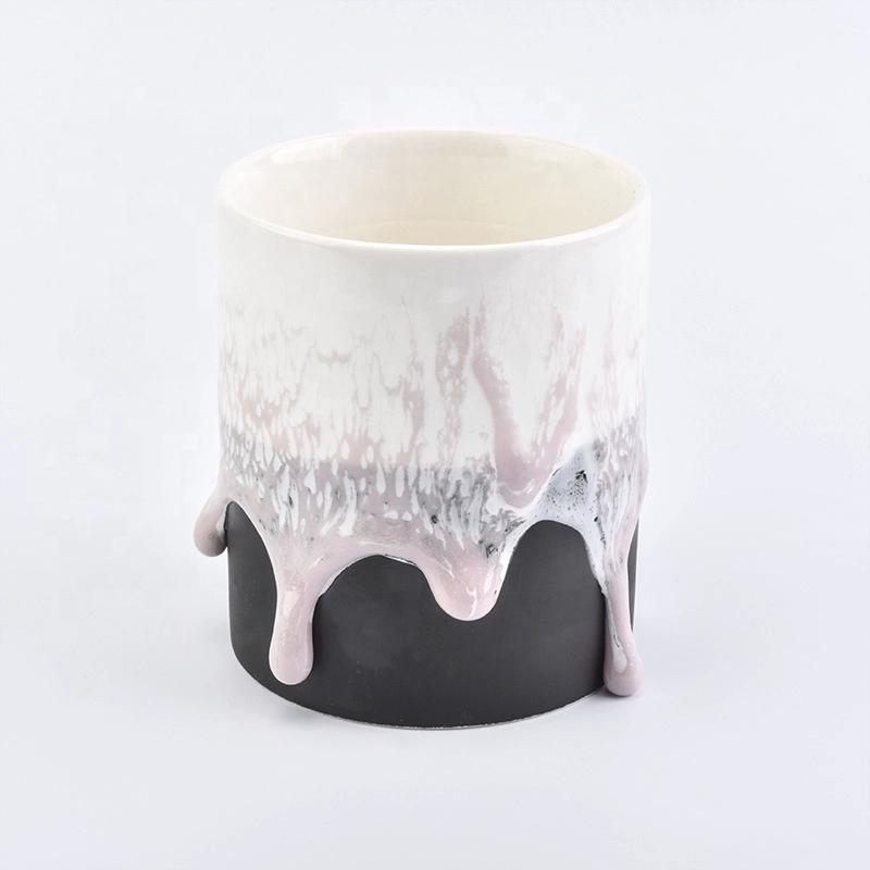 Wholesale Ceramic Candle Holder with Copper Metal Lid Overflowed Milk Home Decoration