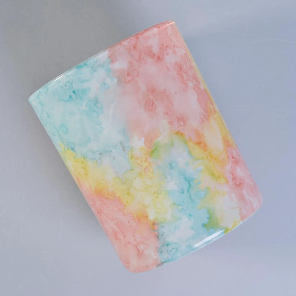 Sunny new design Luxury cylinder ceramic Multicolored candle jar bulk