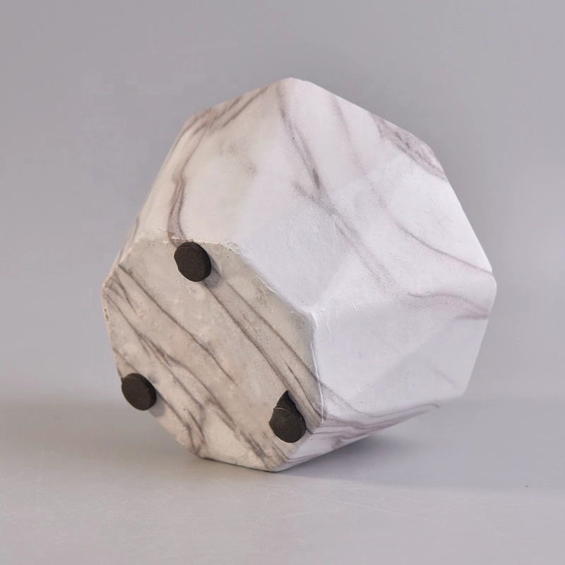 Geo cut clay candle holder concrete candle jar in bulk