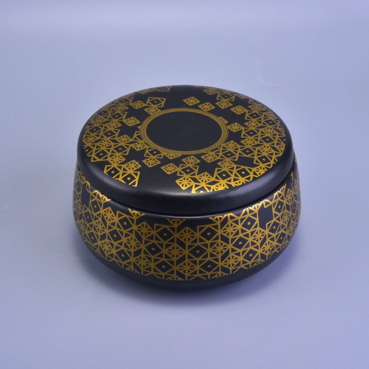 Wholesales round empty black ceramic candle jar with lid