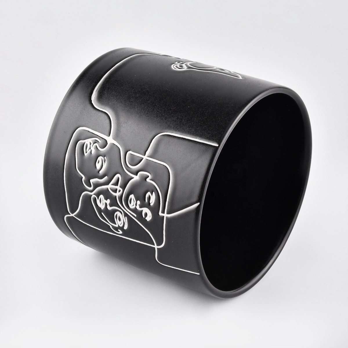 black cylinder ceramic candle jars for home fragrance