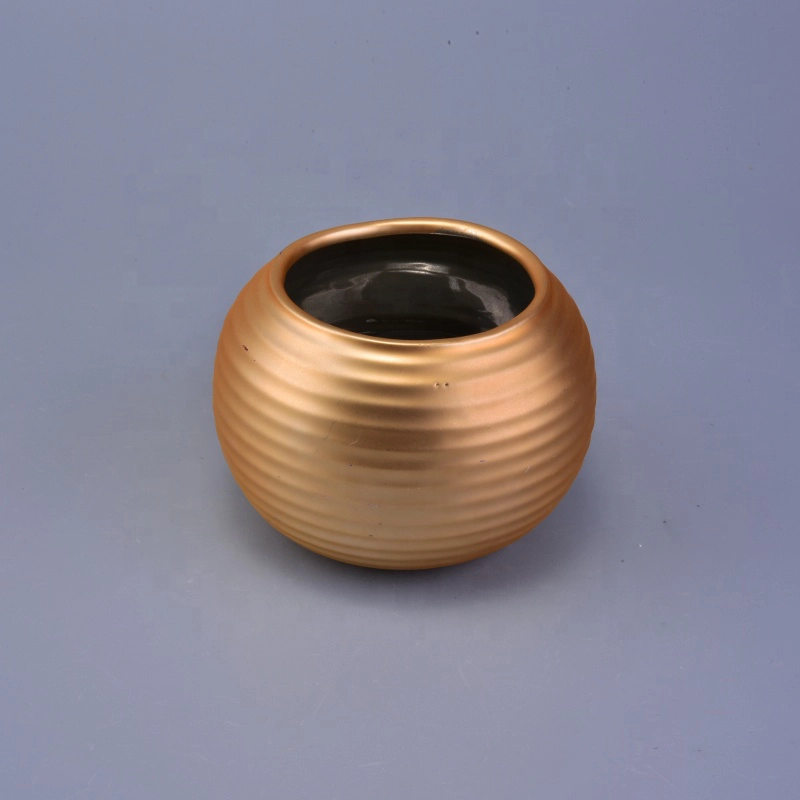 10oz round metallic electroplated ceramic candle holders