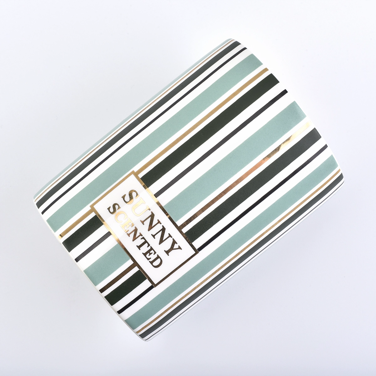 ceramic candle vessel with colored stripes, fancy candle jar 8 oz candle holder