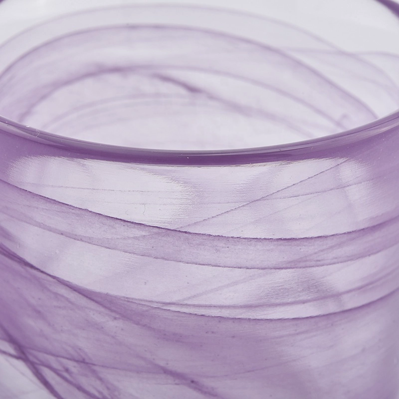 Pink cloudy finished glass candle jars