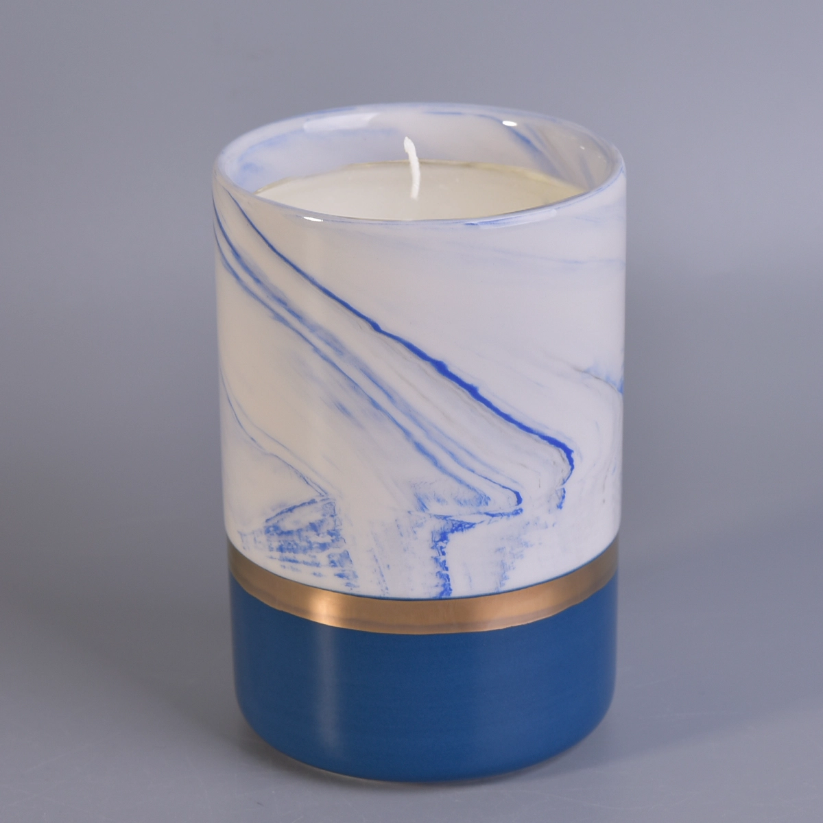Decorative candle container ceramic, marbling ceramic candle holder