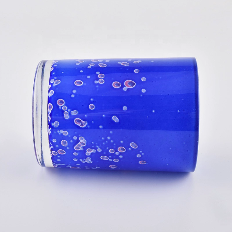 6 oz 10 oz 12 oz Supplier blue glossy glass candle holder for candle making