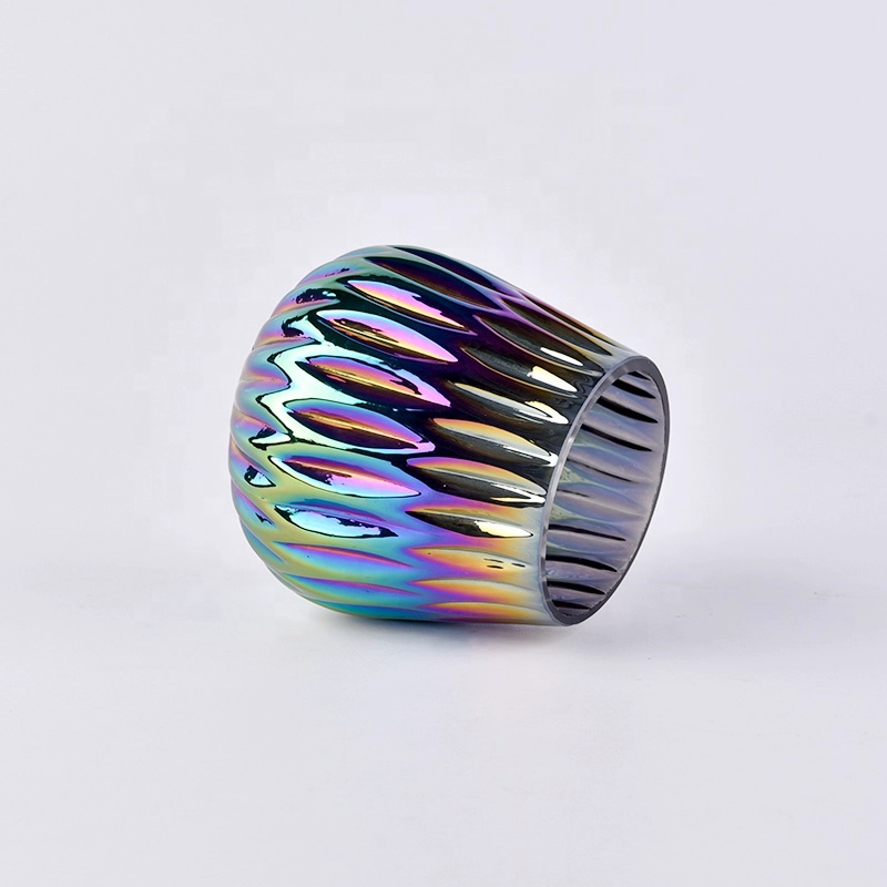 Empty gradient electroplating candle container votive glass candle holder home decor supplier