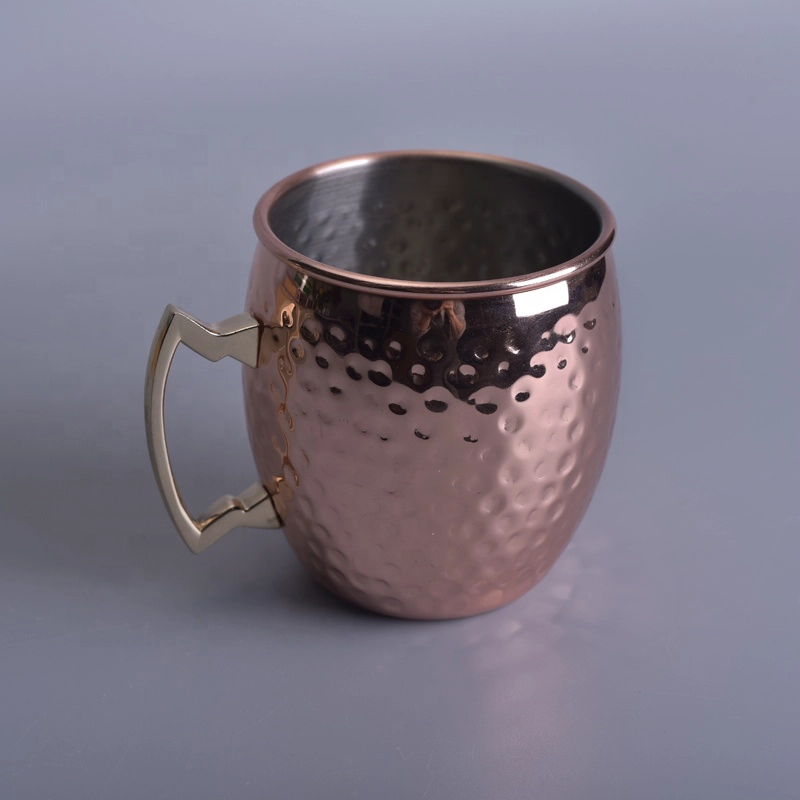 Beaten Stainless Steel Gold Mug Candle Jars Soy Wax Home Decor