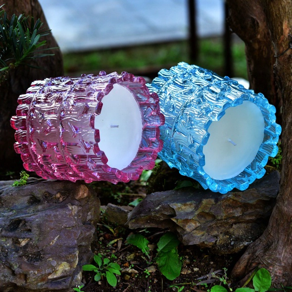 Sunny new design luxury pink tealight crystal Glass candle jar