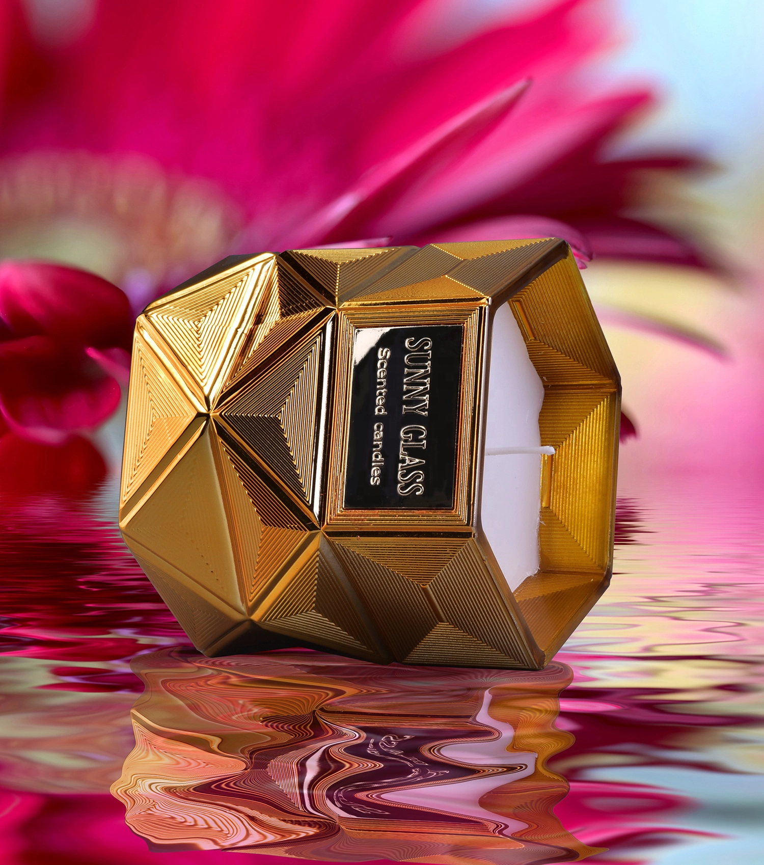 Wholesales Sunny luxury empty Hexagon scented glass candle holders