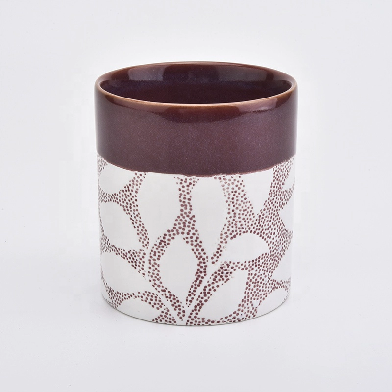 Religious cylinder glazed ceramic candle jar tea light candle holder home decoration centrepiece