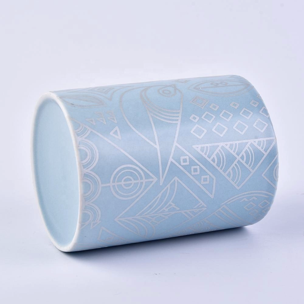 10oz 12oz Wholesales Custom blue ceramic holder for candle 