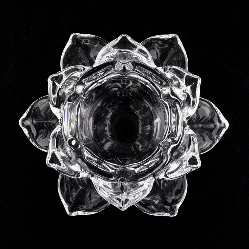 lotus design high white glass tealight candle holder