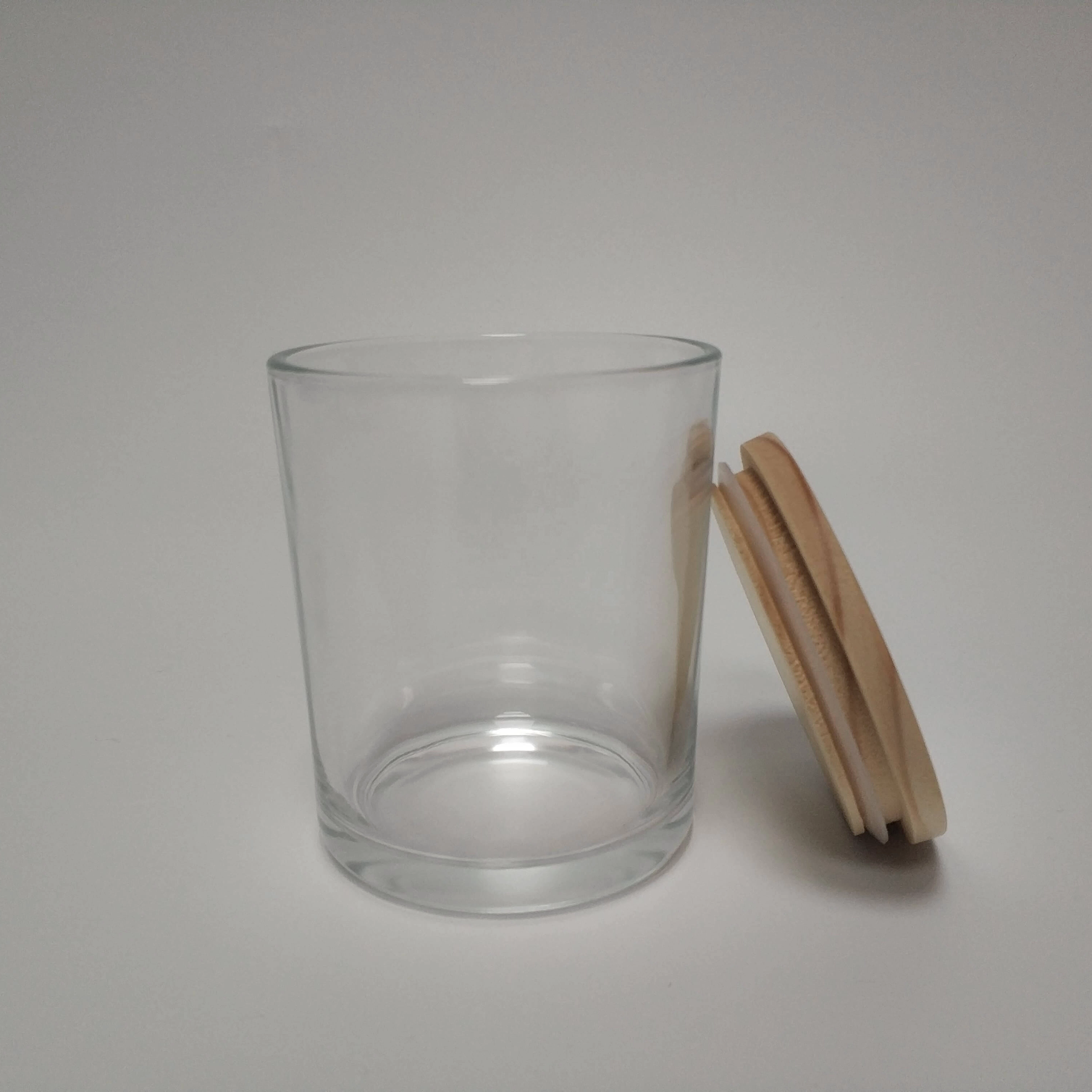 China Suppliers custom glass container jar for candle with wood lid 12 oz 8 oz