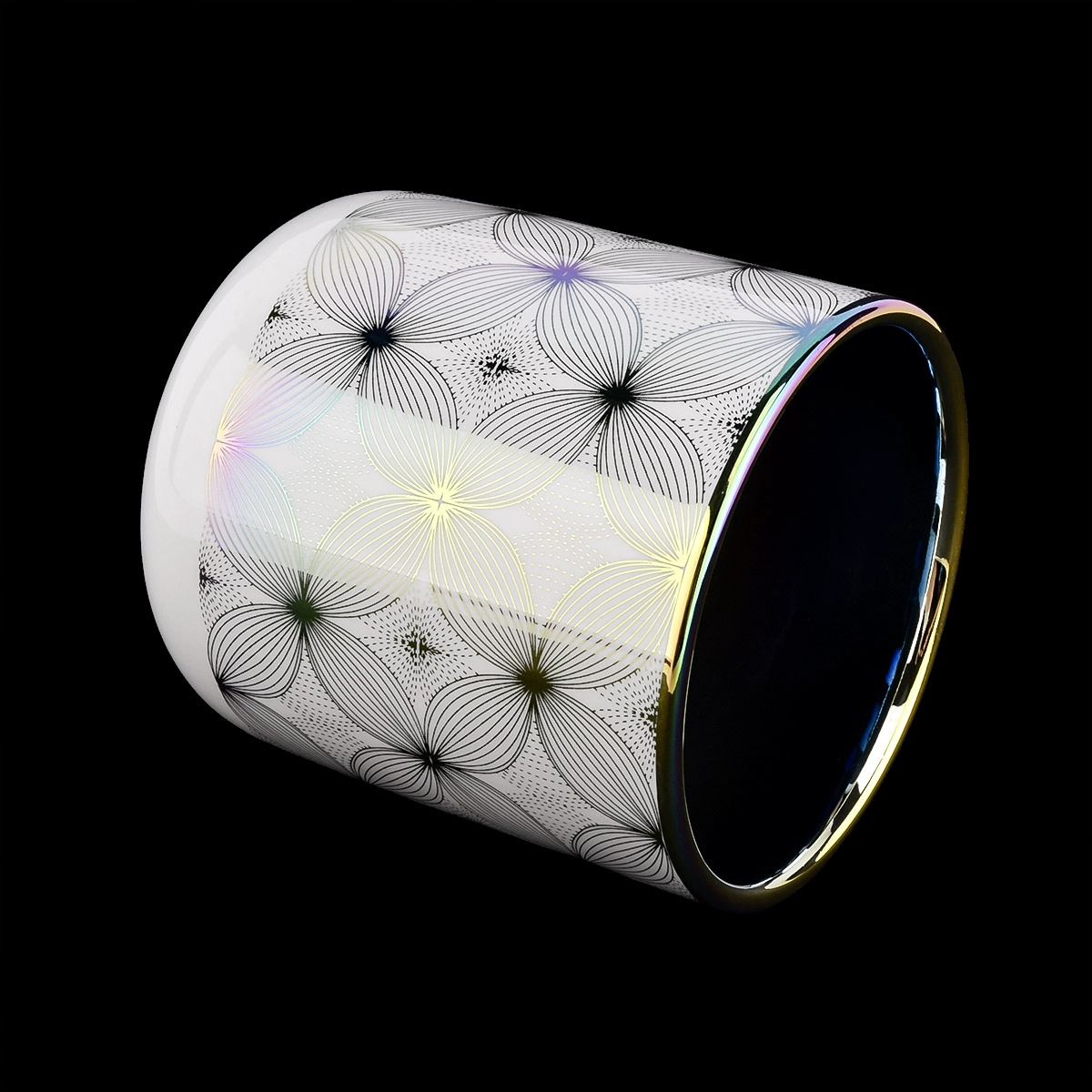 holographic ceramic candle jars for home decoration