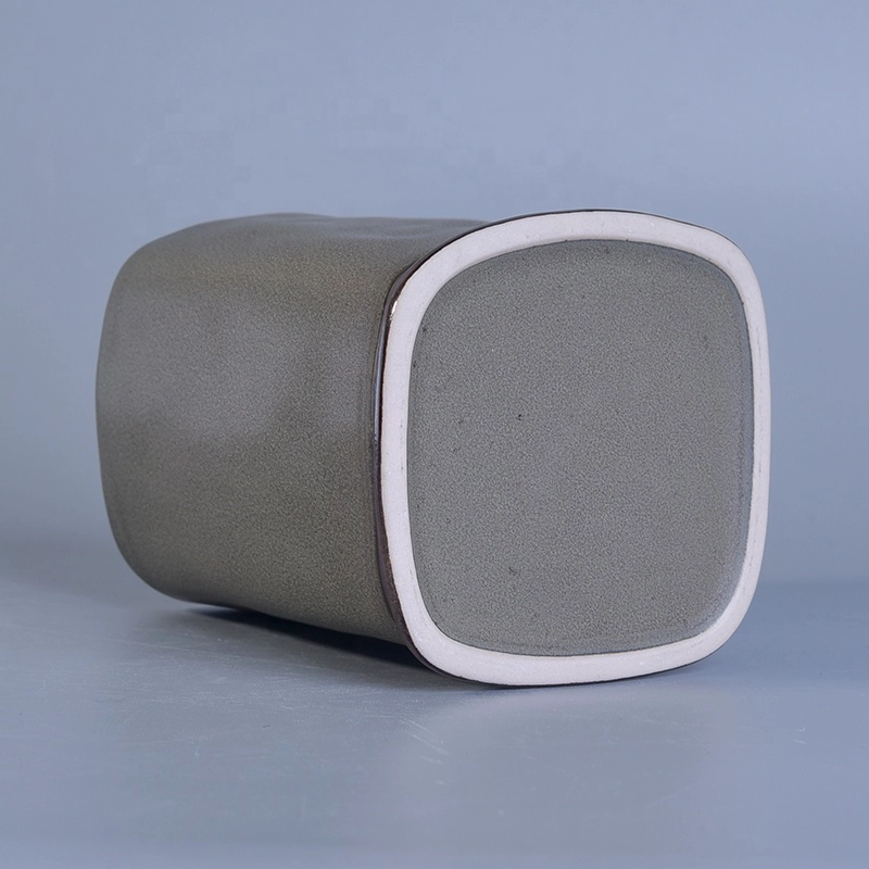 Square brown ceramic candle containers votive church iridescent jars candle holders home decoration wholesale