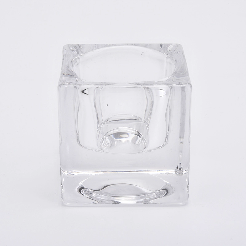 Wholesales Square Glass Candle Holders Thick Glass Votive Candle Jars Home Decor