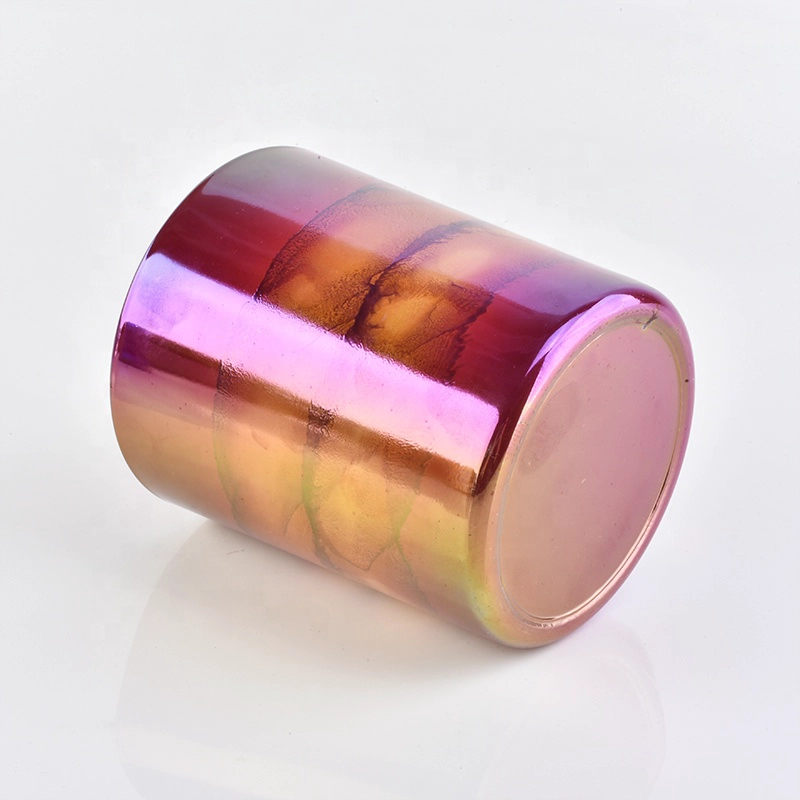 multi-color electroplated glass candle container votive candle jar for home decor