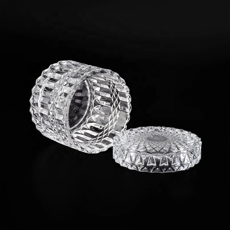 250ML Crystal Glass Candle Jar with Lid for Decor