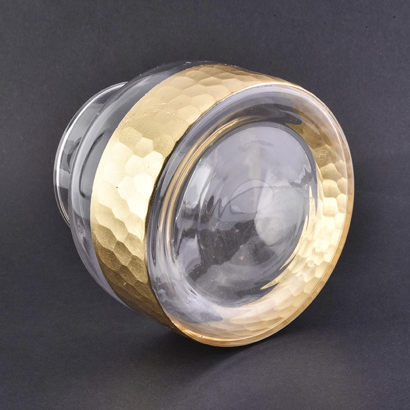 24oz Gold Dip Glass Candle Holders with Engraved Base Home Decor Wholesales