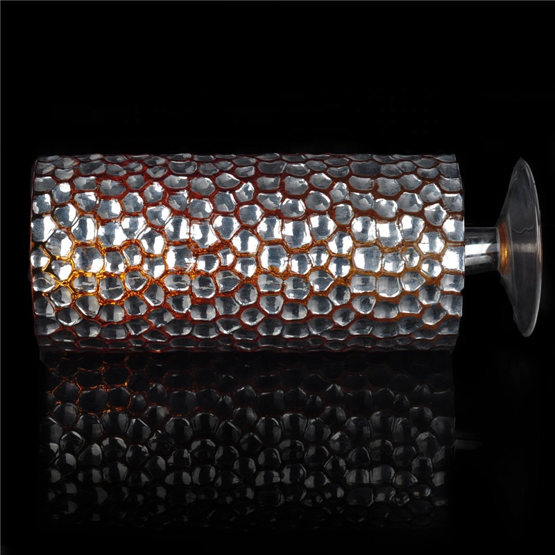 Footed pillar glass candle holders metallic gold home decoration wholesale