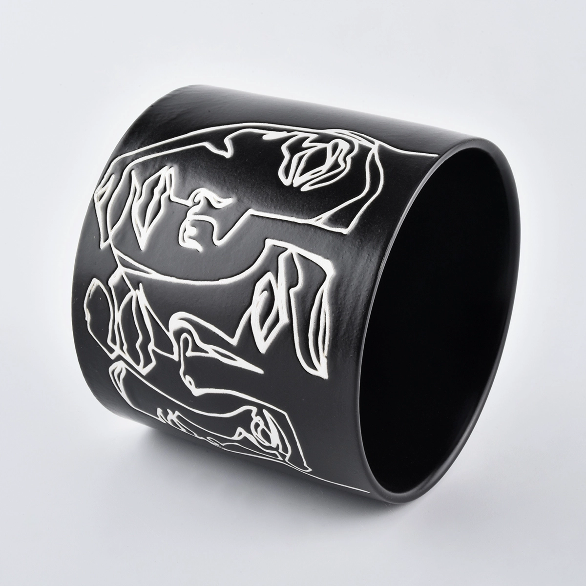 black ceramic candle jars with custom artworks