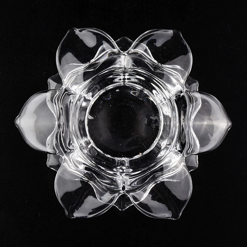 lotus design high white glass tealight candle holder