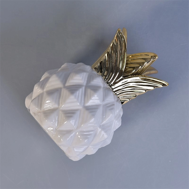 Pineapple-shape ceramic votive candle vessel customized candle jars with lid home decor wholesale