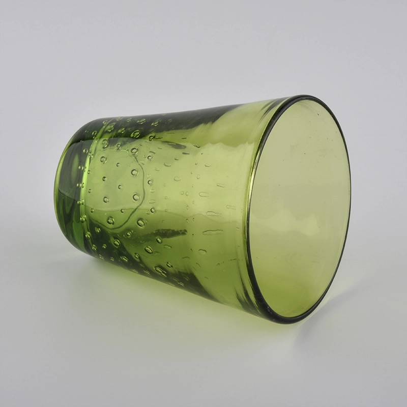 light green hand made glass candle votives