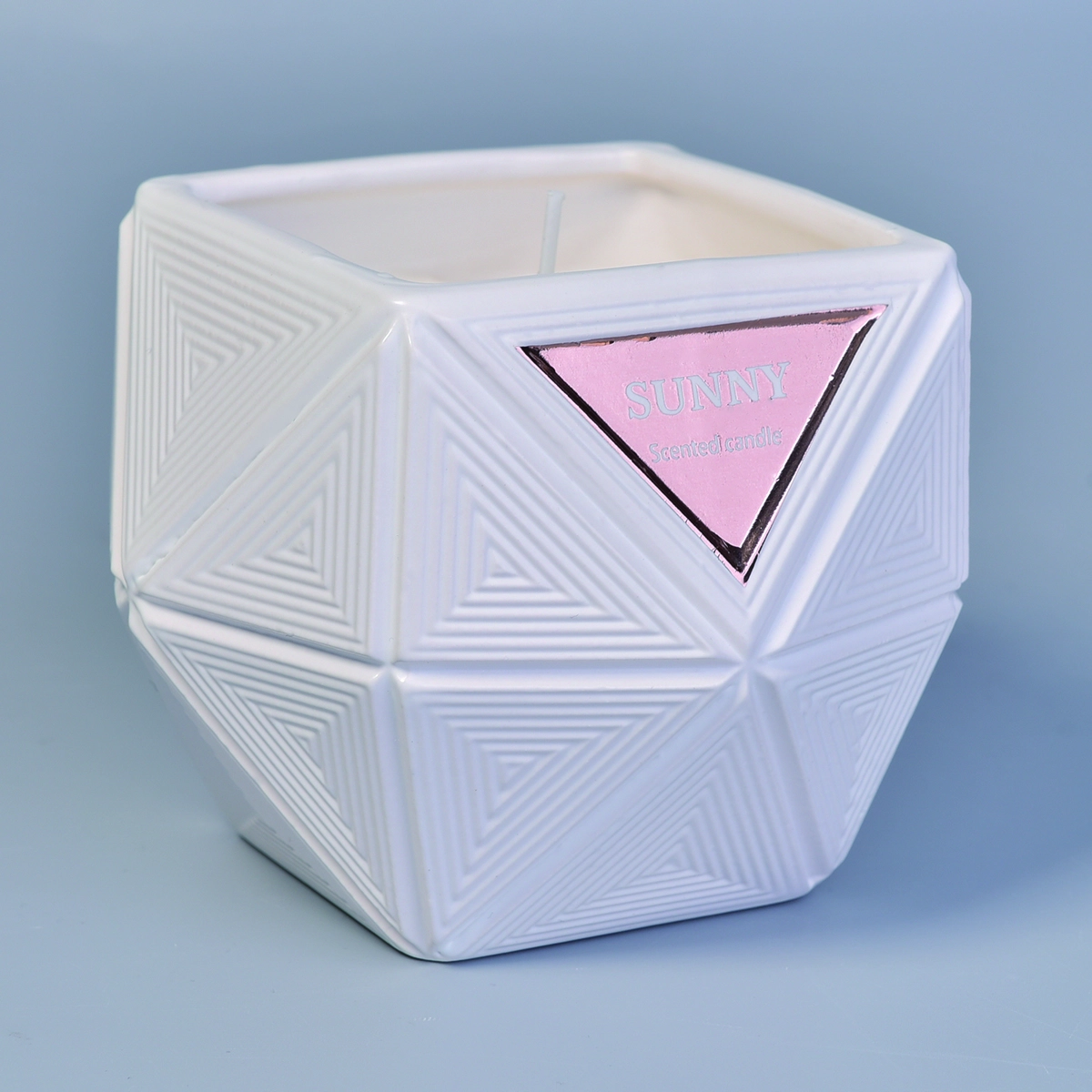 10oz 20oz Manufacturer custom white Hexagon candle ceramic jar