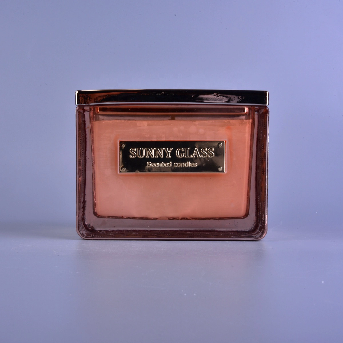 Popular custom square glass jar candles scented luxury with lid