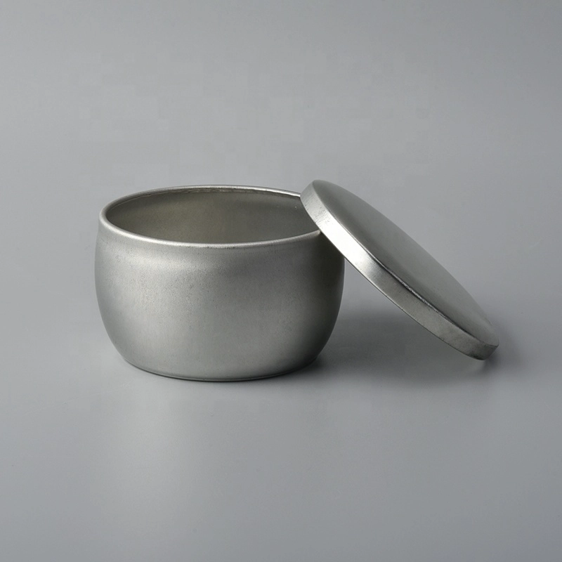 Custom silver Metal Candle tins Metal jar with lid for cosmetic use supply