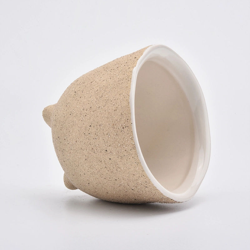 ceramic candle holders wholesale, matte ceramic container with feet
