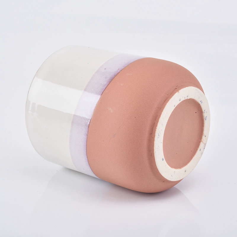 warm color glazed ceramic vessel for candles, round bottom ceramic candle jar 12oz