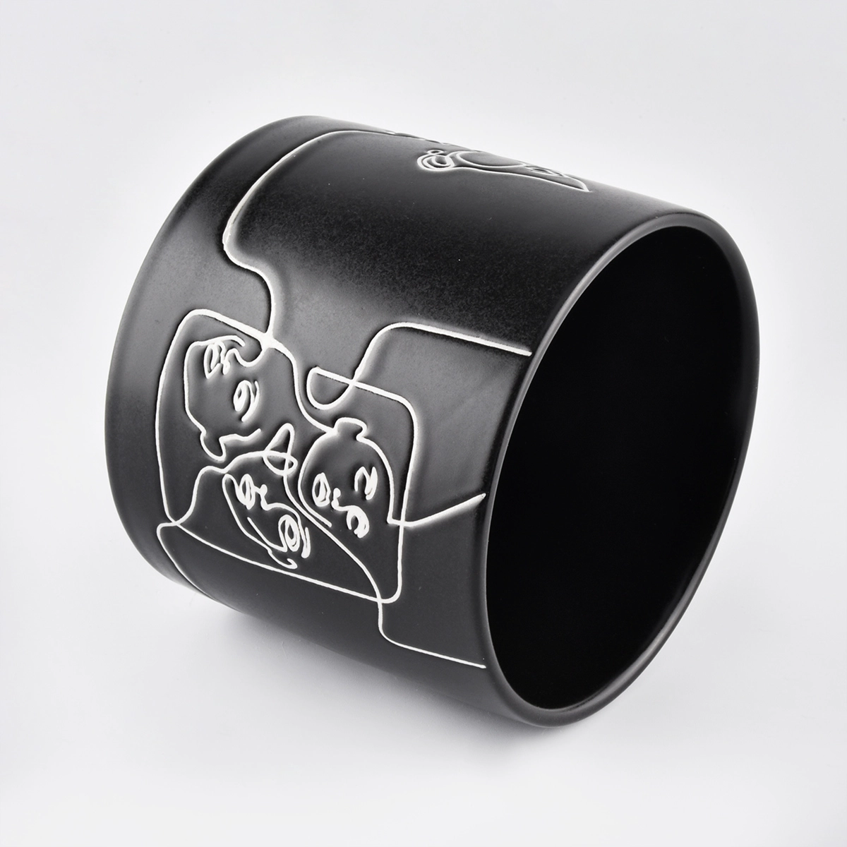 black cylinder ceramic candle jars for home fragrance