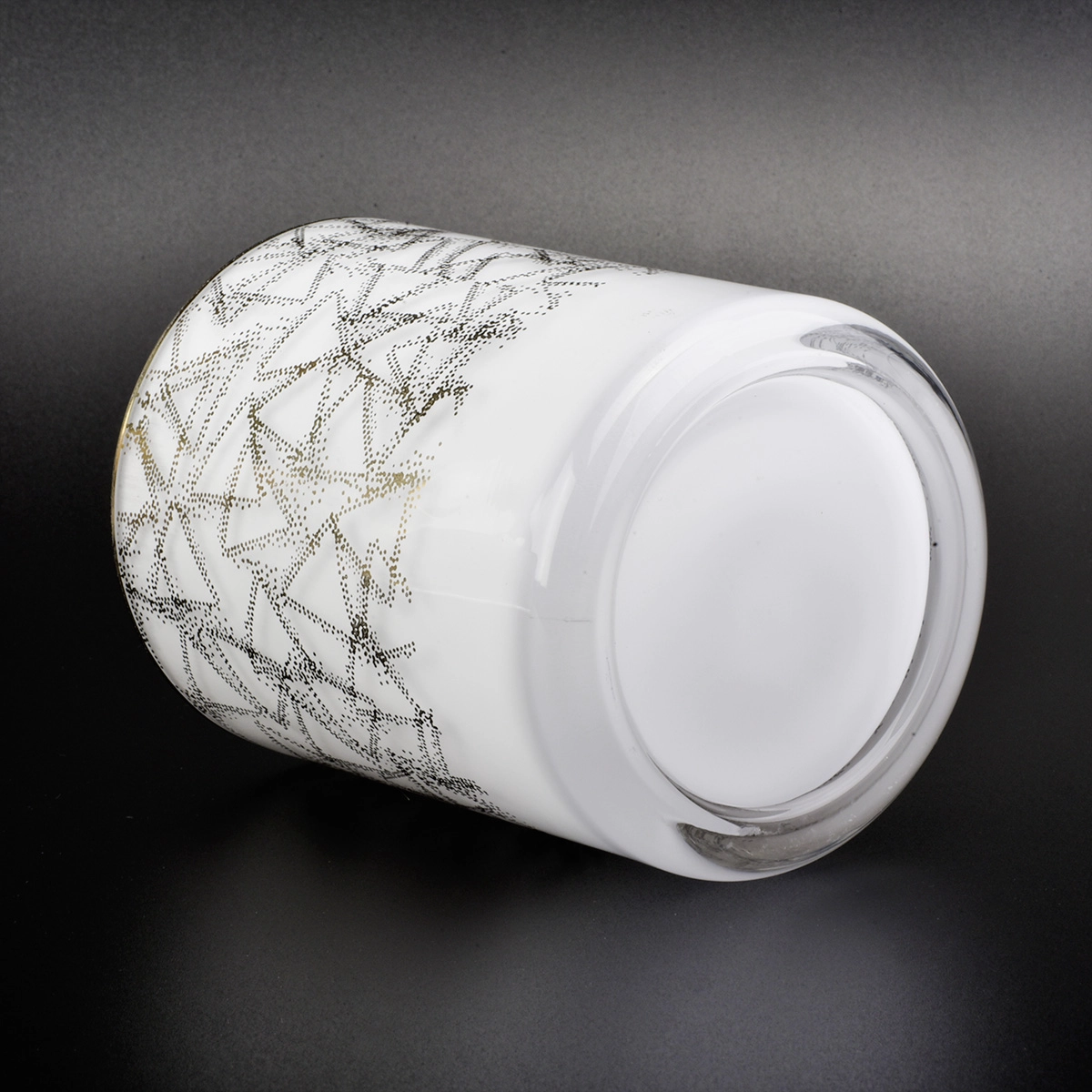 white glass vessel for candle making, empty glass candle holder