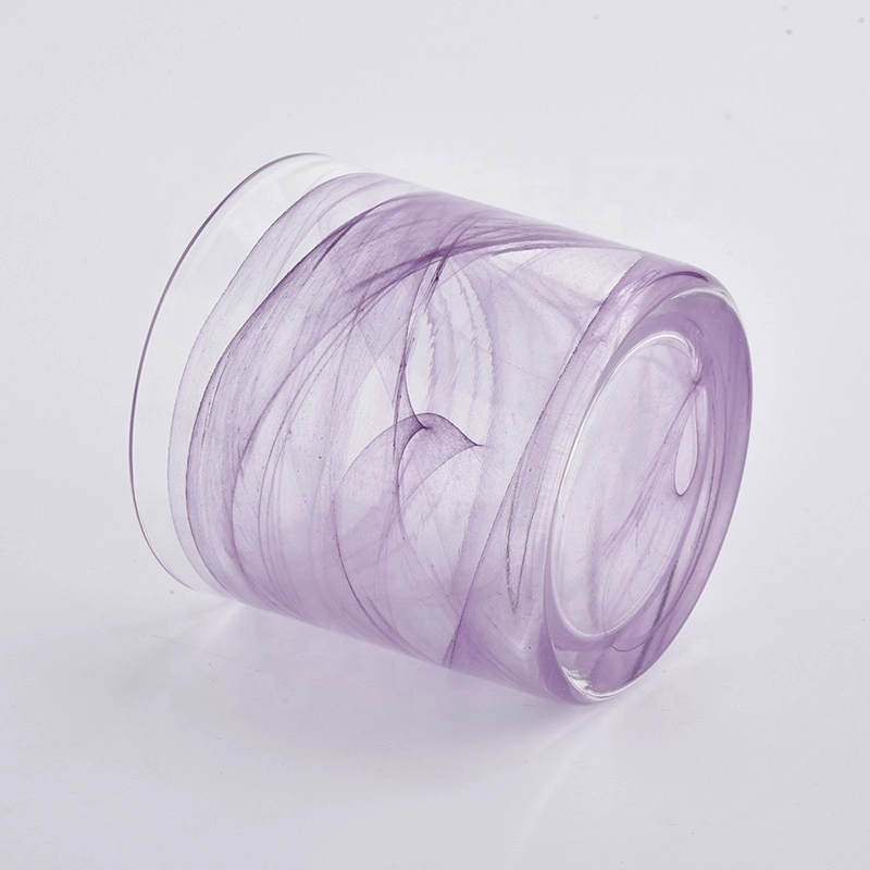 Pink cloudy finished glass candle jars