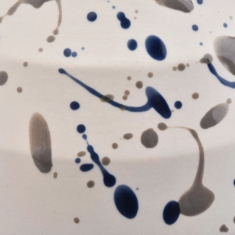 Large Footed Ceramic Vessel Ceramic Candle Holder with Dots Home Decoration