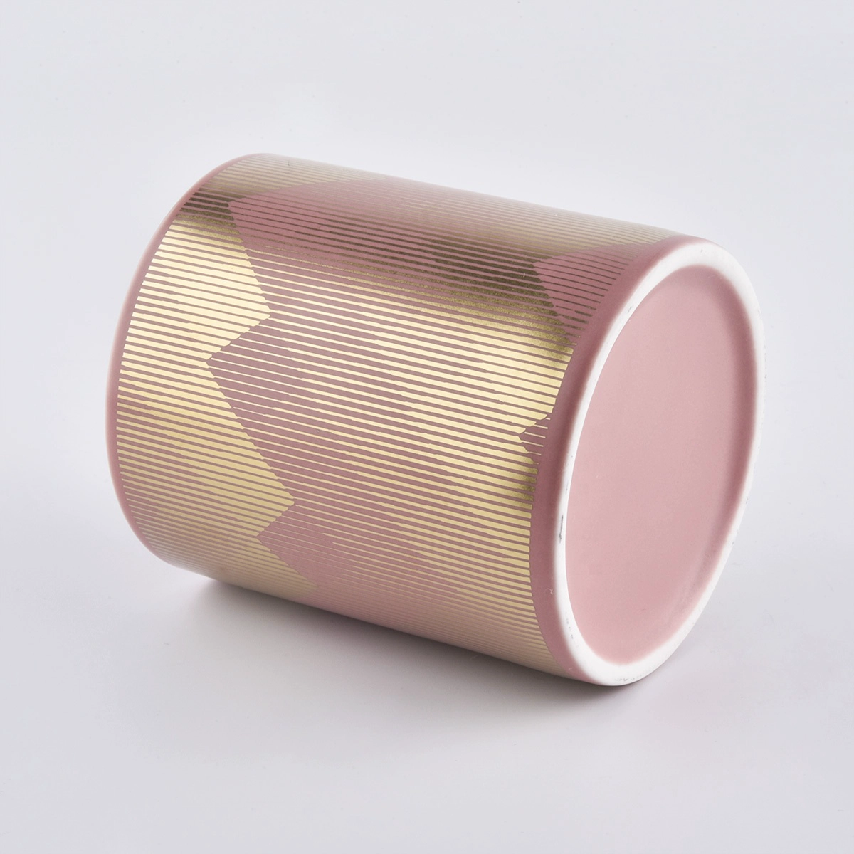 8oz 10oz Bulk eco-friendly printed pink ceramic candle jar porcelain